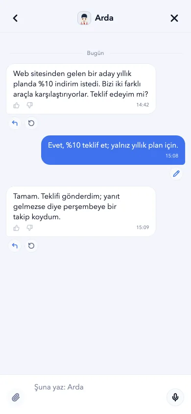 Botonom mobil uygulaması: Arda, bir adaya indirim teklif etmeden önce soruyor