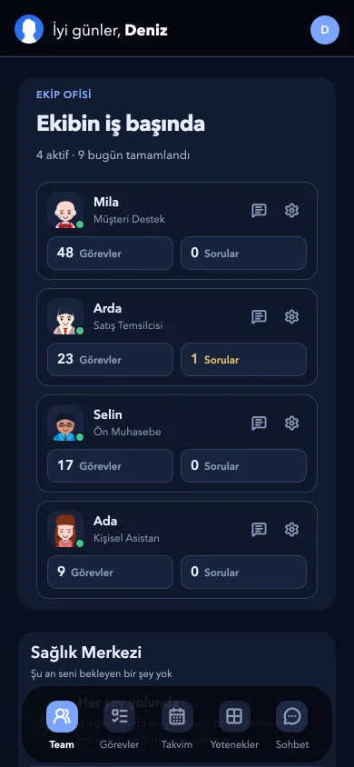 Botonom mobil uygulaması: ekip ofisi