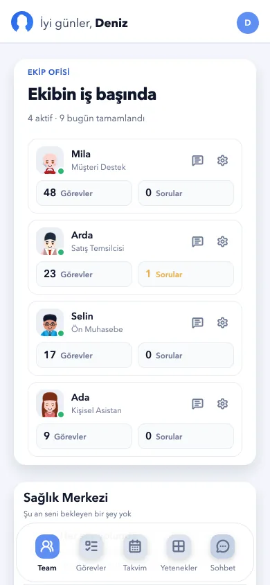 Botonom mobil uygulaması: ekip ofisi